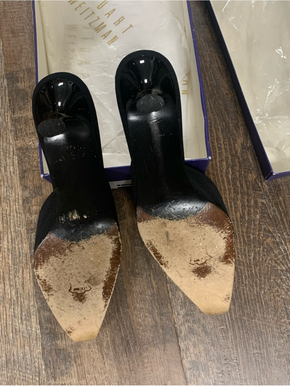 Stuart Weitzman Shooter Black Pointed Toe Slip-On Mules size 8.5 - Picture 2 of 12